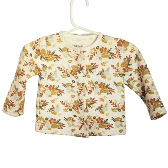 K1191 * Chick Pea Fall Leaf Jacket Ivory Tan Orange Size 6-9M - Picture 1 of 7